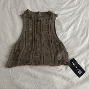 SHEIN Brown Ribbed Crop Tank Top